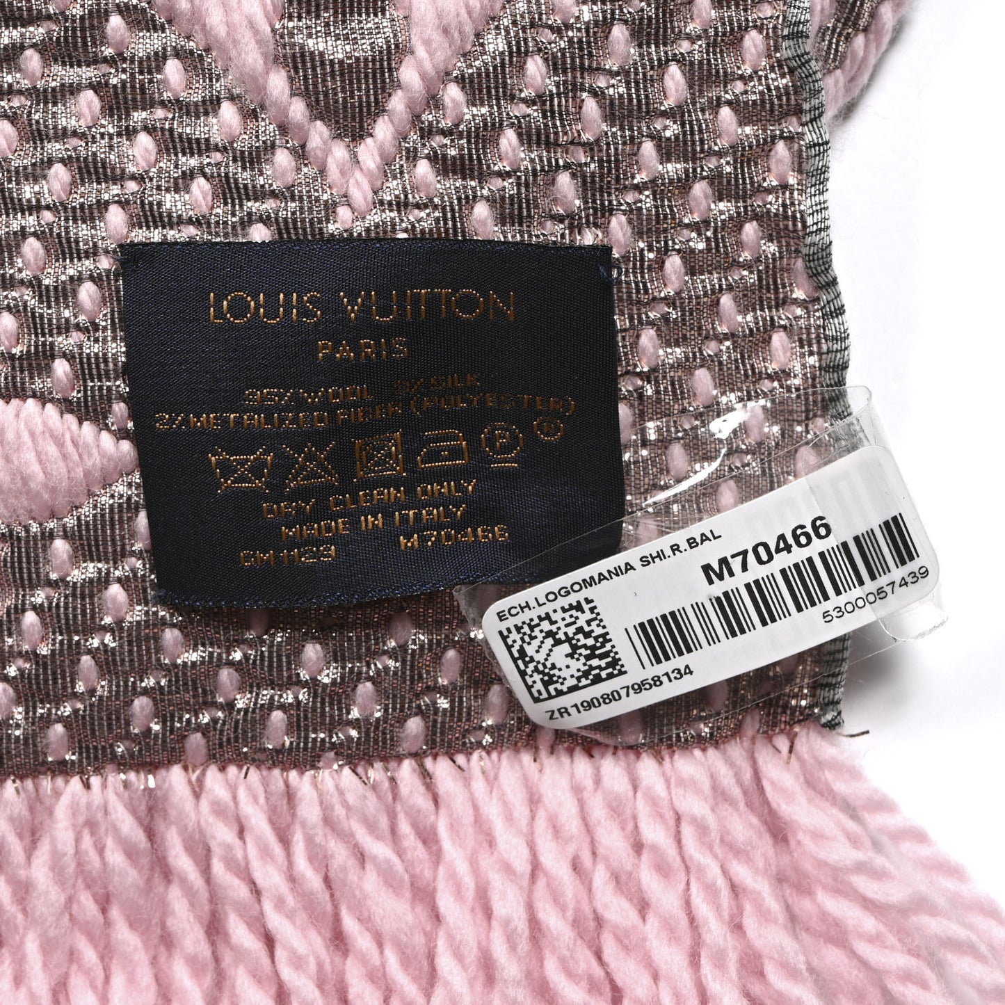 Wool Silk Logomania Shine Scarf Pink