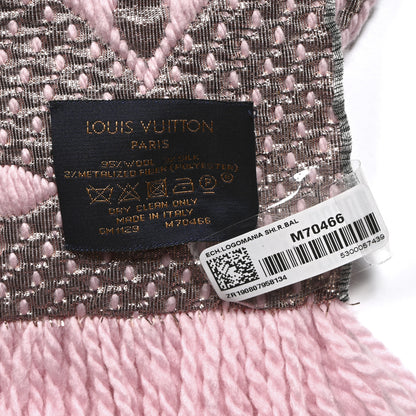 Louis Vuitton Wool Silk Logomania Shine Scarf Pink 3 of 4