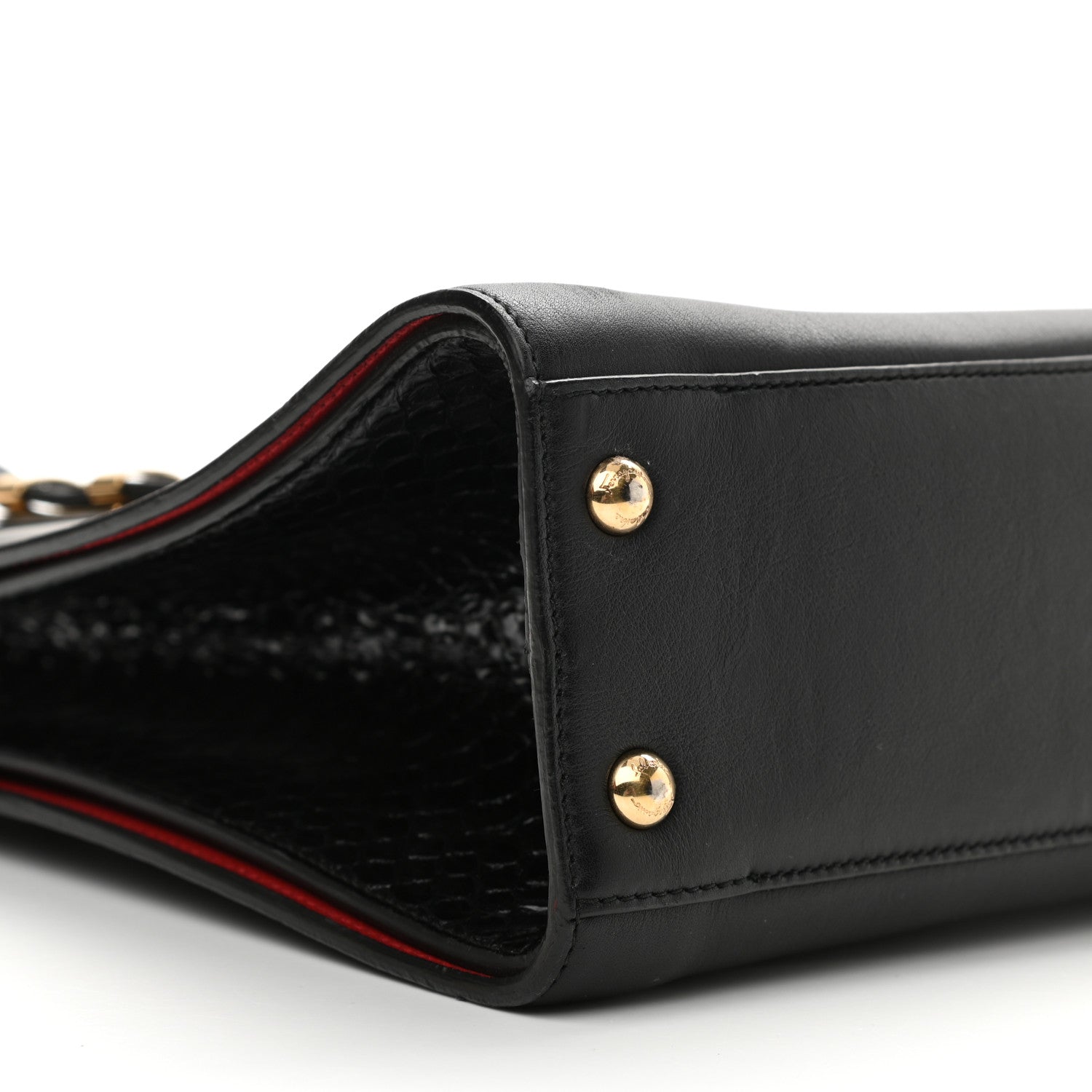Salvatore Ferragamo Calfskin Python Whitney Tote Black 9 of 11