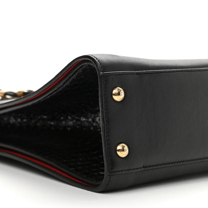 Salvatore Ferragamo Calfskin Python Whitney Tote Black 9 of 11