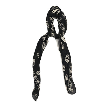 Alexander McQueen Silk Chiffon Skull Scarf Black Ivory 1 of 4