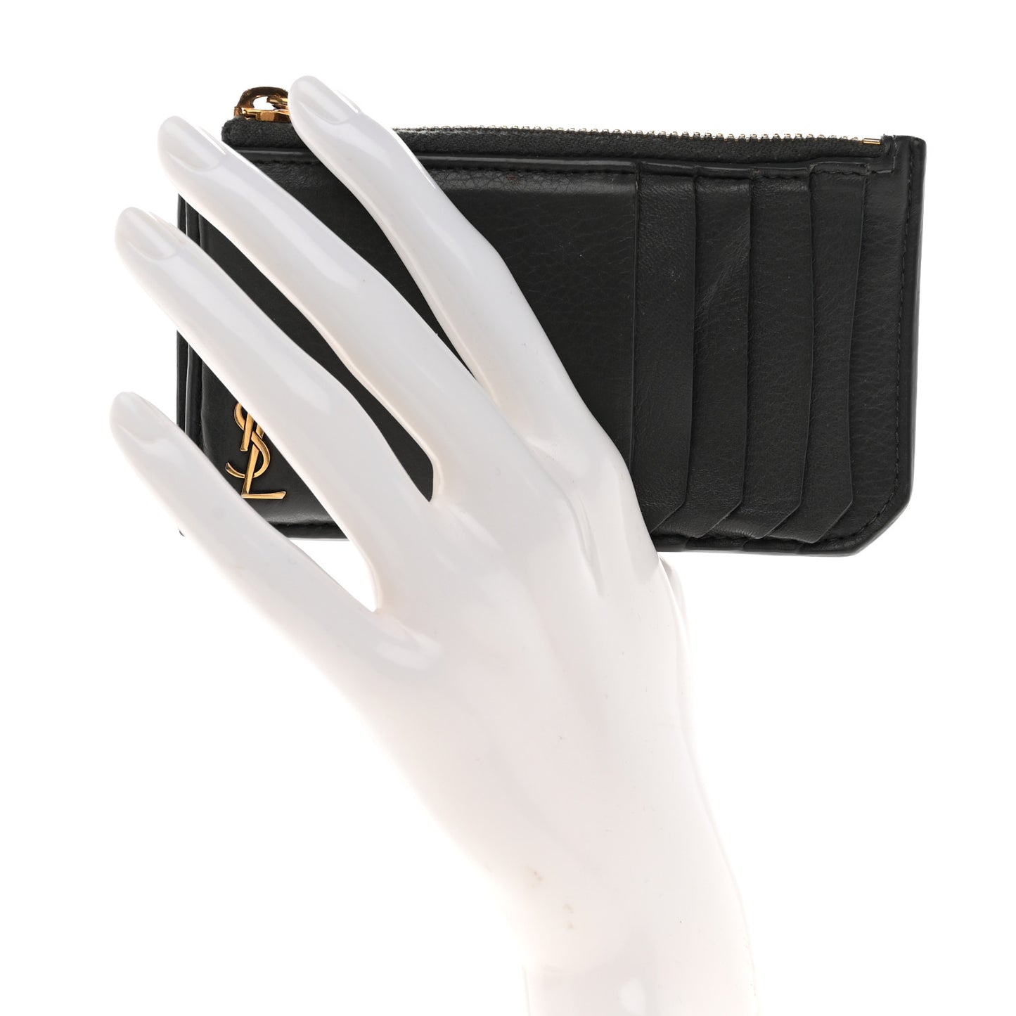 Grained Calfskin Monogram 5 Fragments Zip Pouch Card Holder Storm