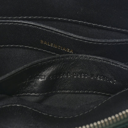 Balenciaga Calfskin Logo Crocodile Embossed XXS Ville Top Handle Bag Green White 7 of 10