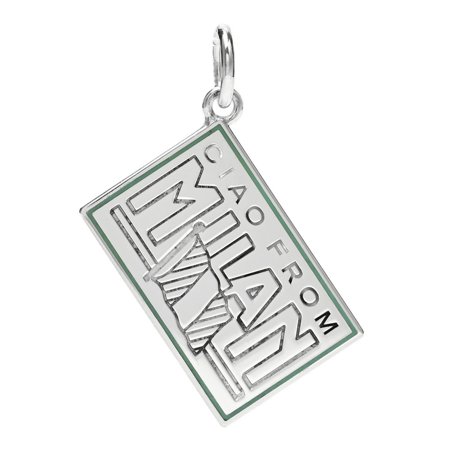 Sterling Silver Enamel Milan Postcard Charm Blue