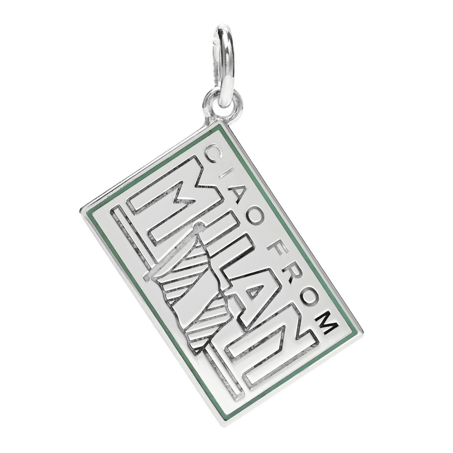 Tiffany Sterling Silver Enamel Milan Postcard Charm Blue 1 of 5