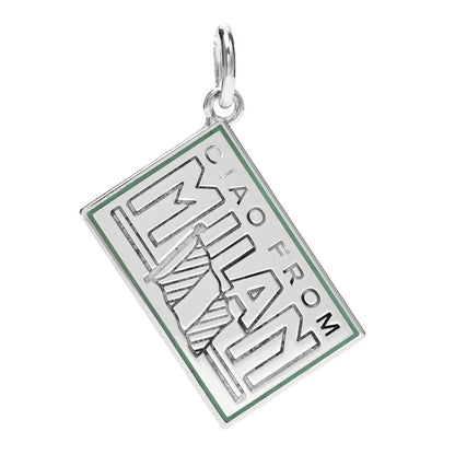 Tiffany Sterling Silver Enamel Milan Postcard Charm Blue 1 of 5