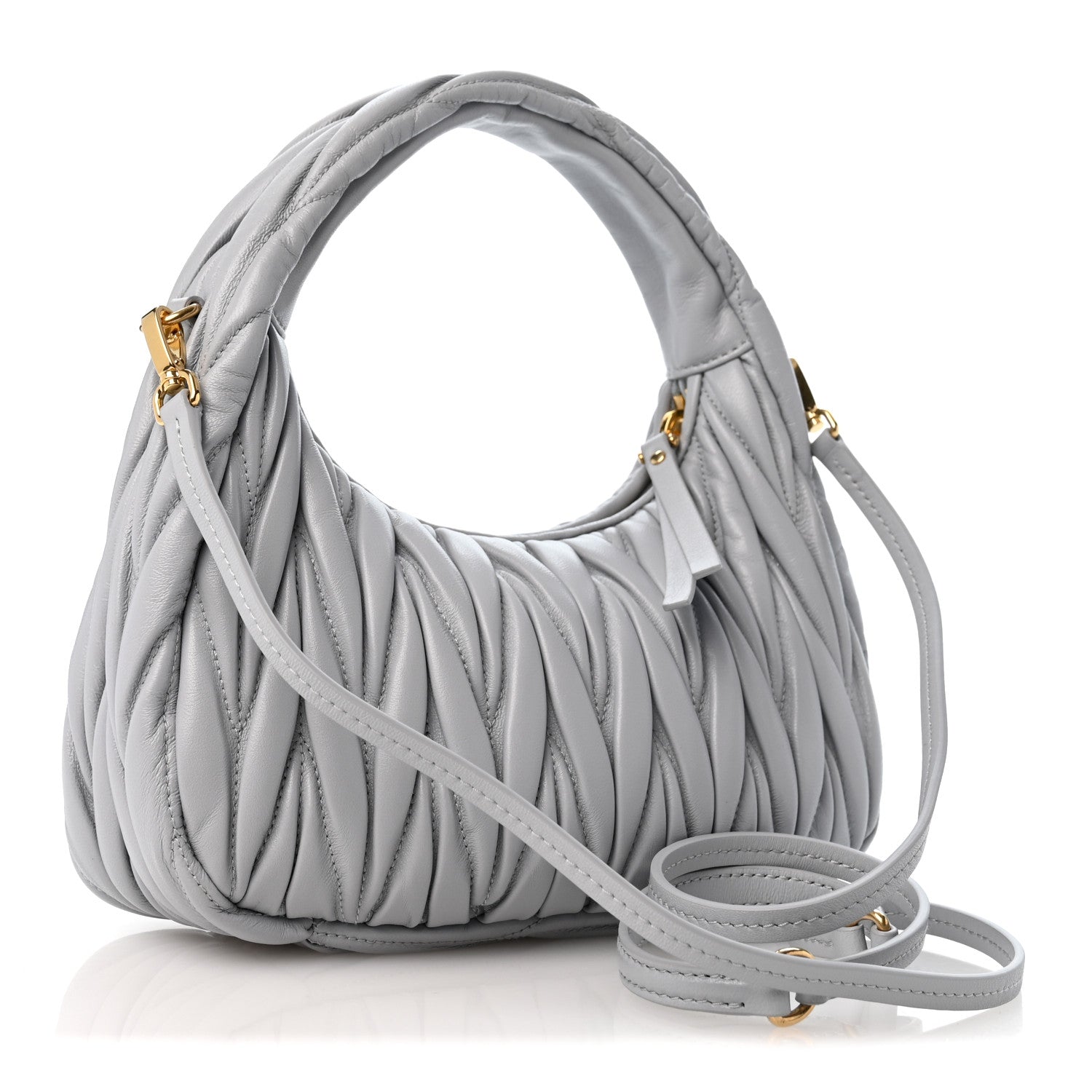 Miu Miu Nappa Matelasse Small Wander Hobo Fiordaliso 3 of 10