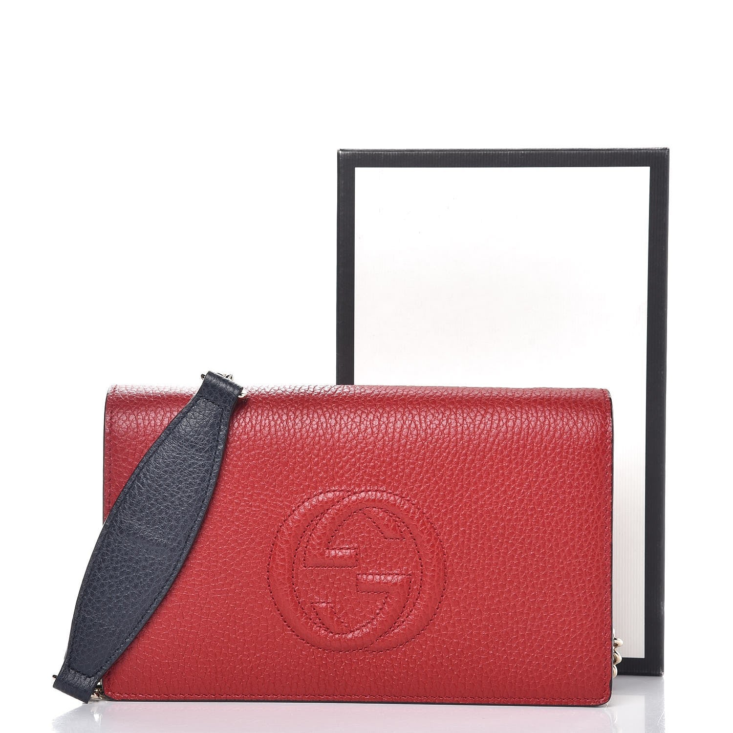 Gucci Dollar Calfskin Soho Wallet On Chain Hibiscus Red Mystic White Blue 7 of 7