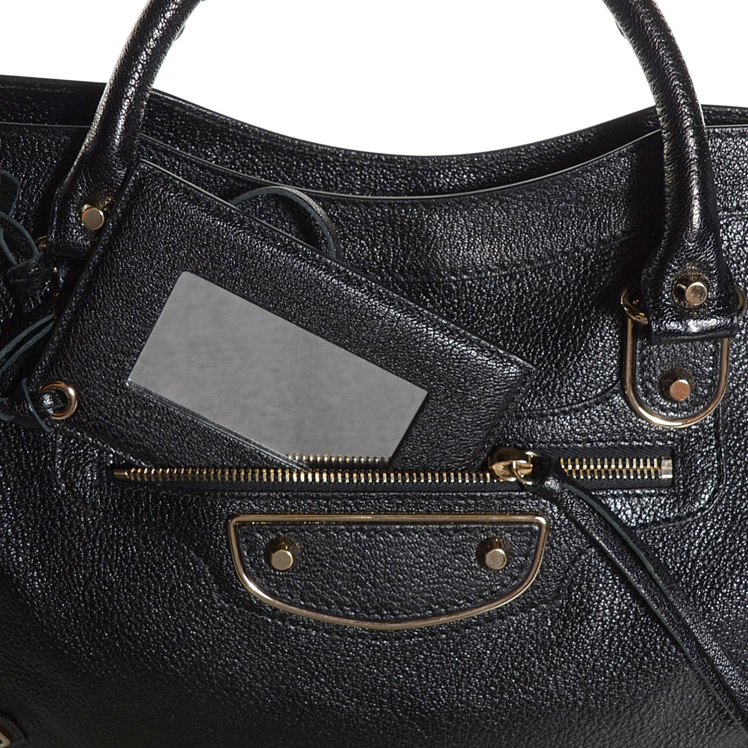 Balenciaga Chevre Gold Metallic Edge Hardware City Black 7 of 16