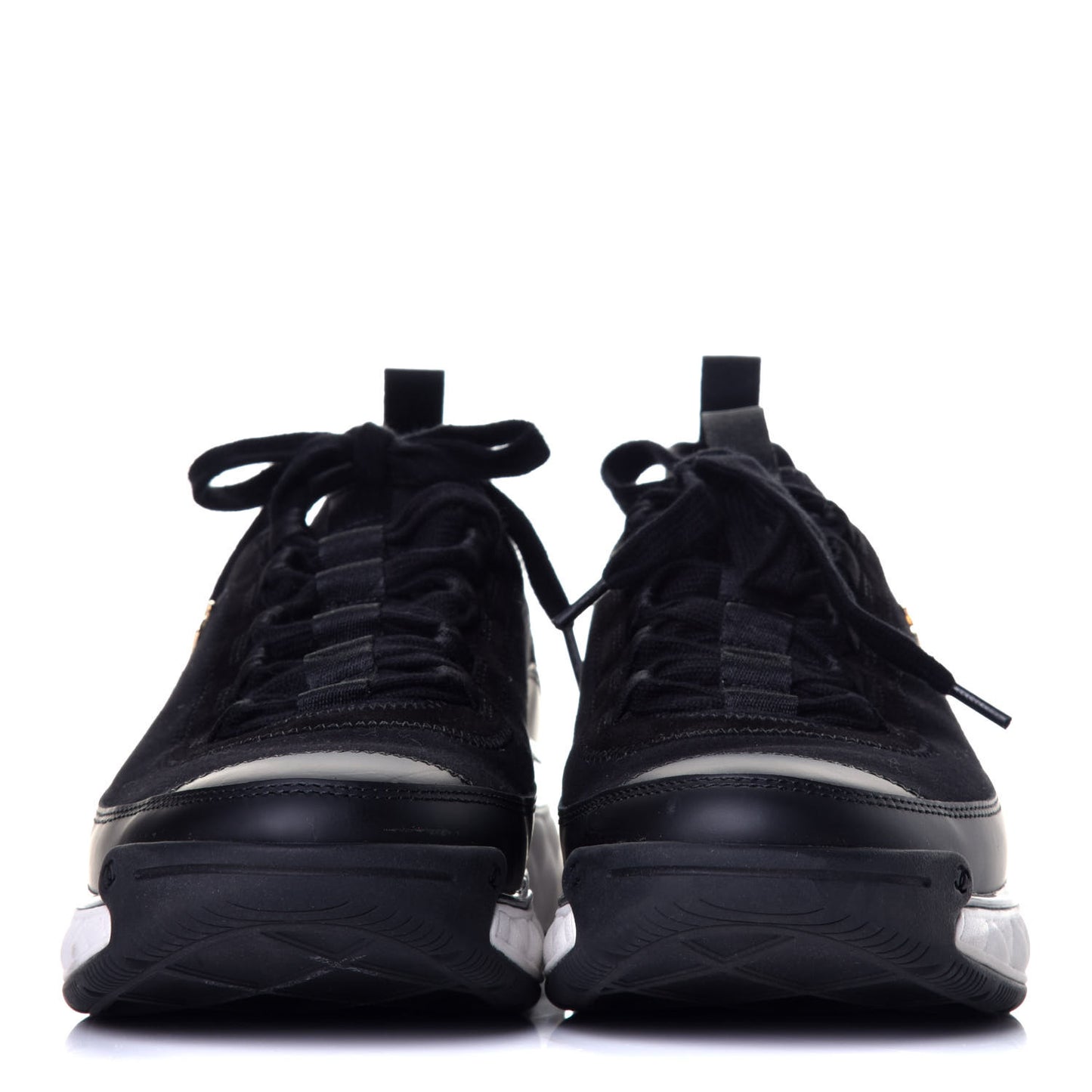 Velvet Calfskin Mixed Fibers CC Sneakers 40 Black