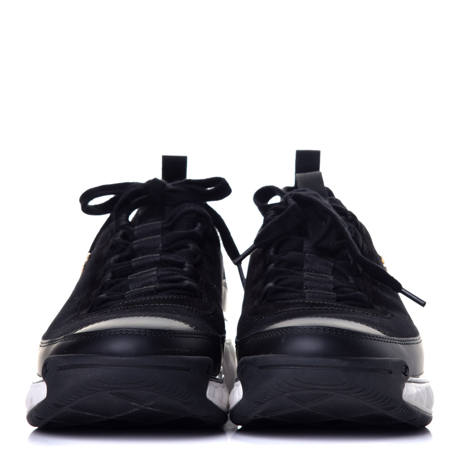 Chanel Velvet Calfskin Mixed Fibers CC Sneakers 40 Black 2 of 9