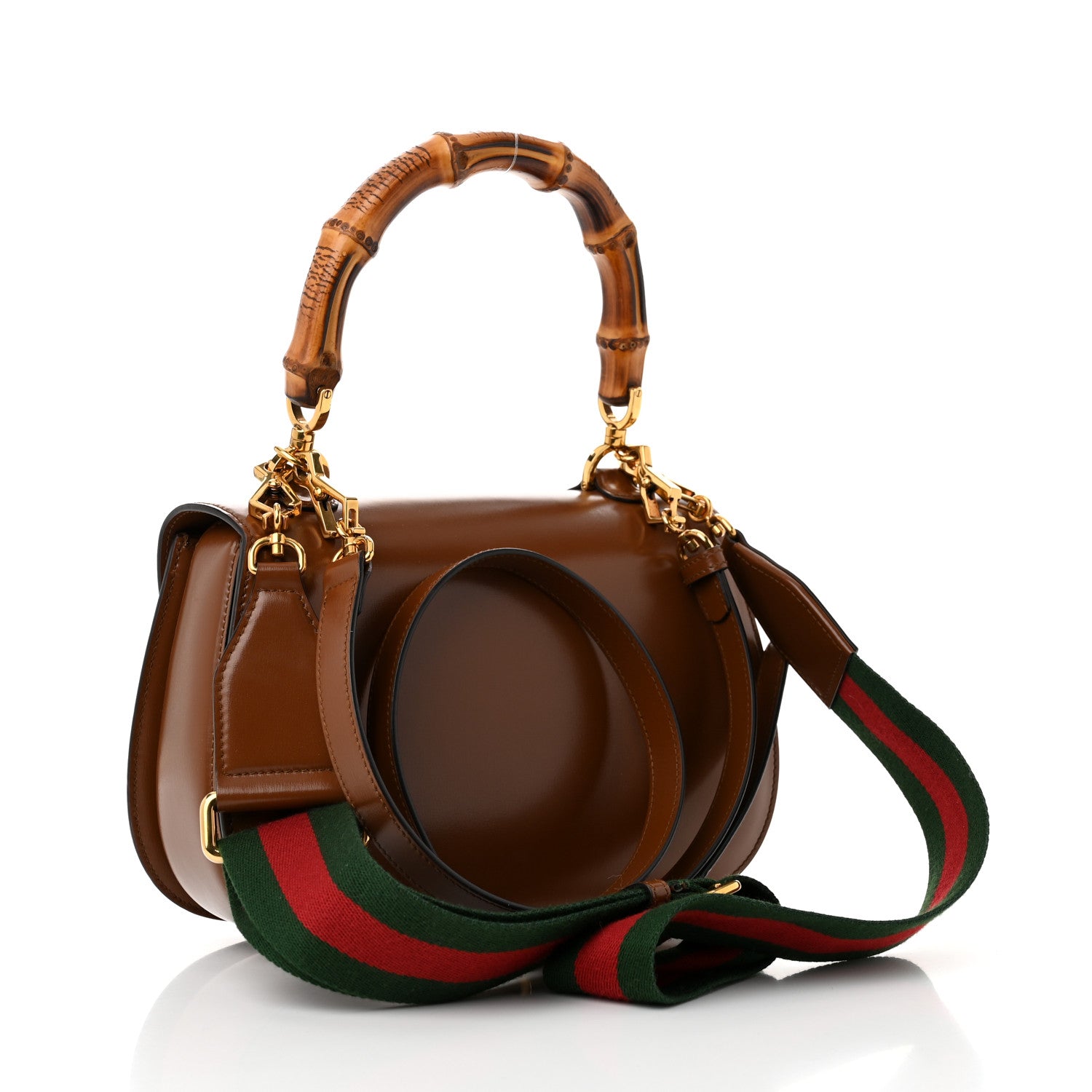 Gucci Boarded Dyana Lux Calfskin Web Medium Bamboo 1947 Top Handle Bag Brown 4 of 12