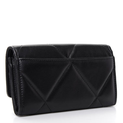 Chanel Goatskin Quilted Chanel 19 Flap Wallet Black 2 of 8
