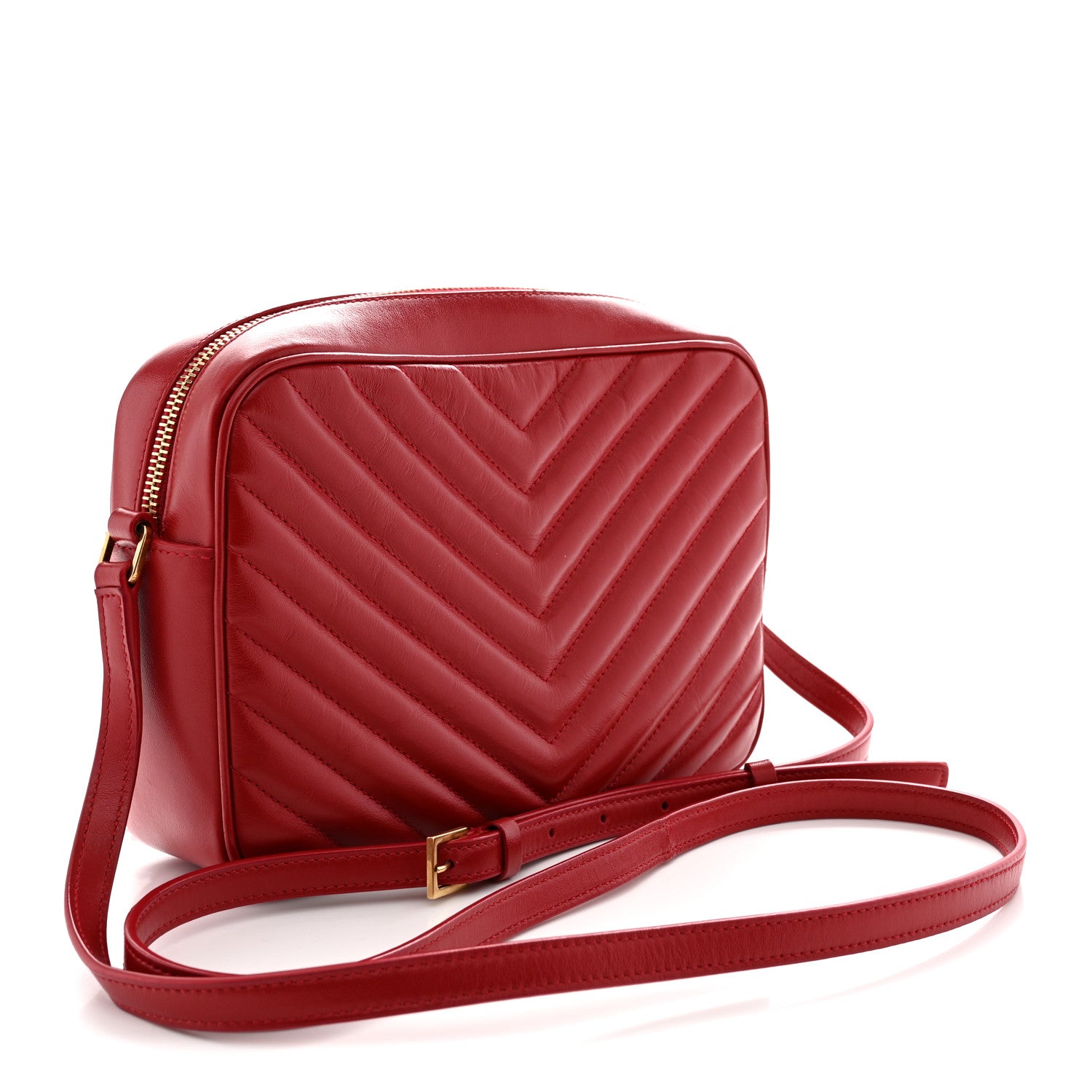Saint Laurent Calfskin Matelasse Monogram Lou Camera Bag Red 3 of 12