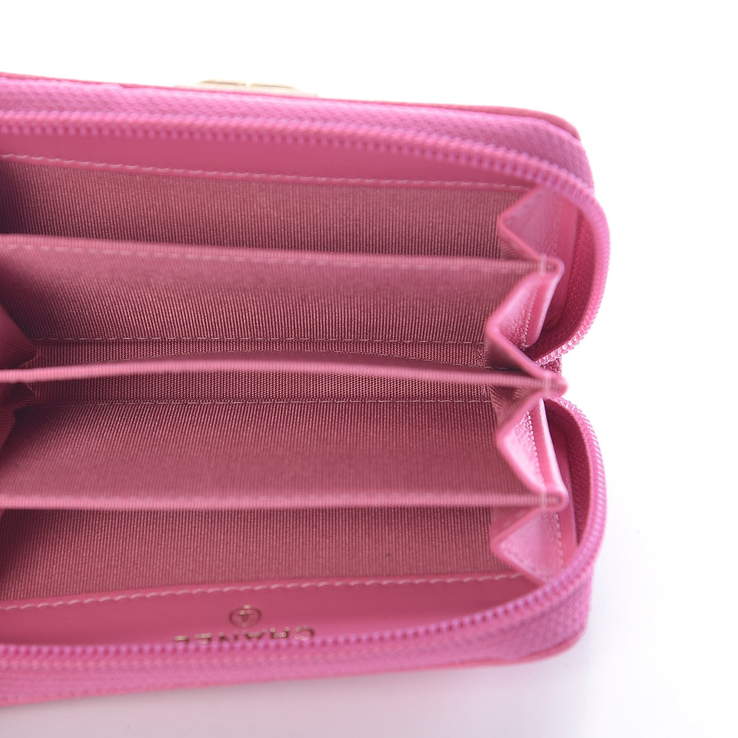 Caviar Quilted Boy Zip Around Coin Purse Wallet Dark Pink