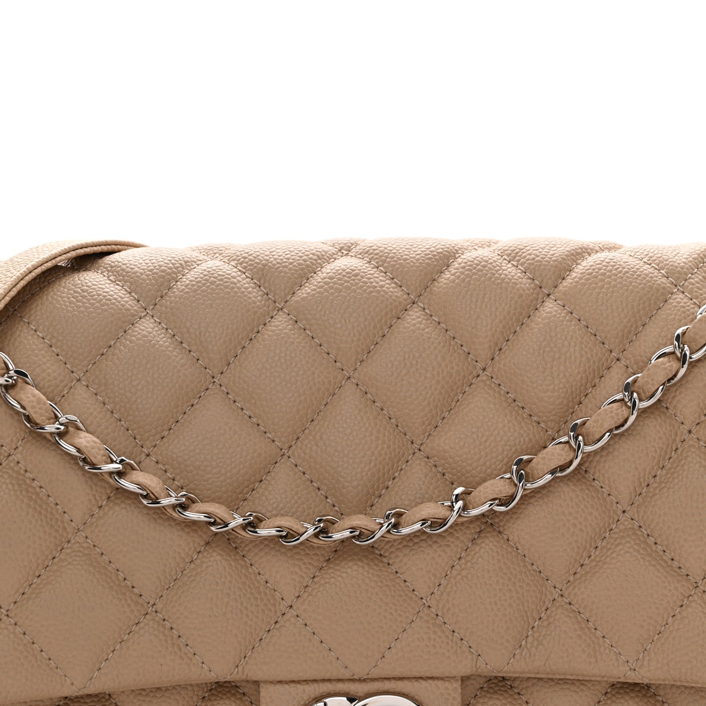 Caviar Quilted Jumbo Easy Flap Beige
