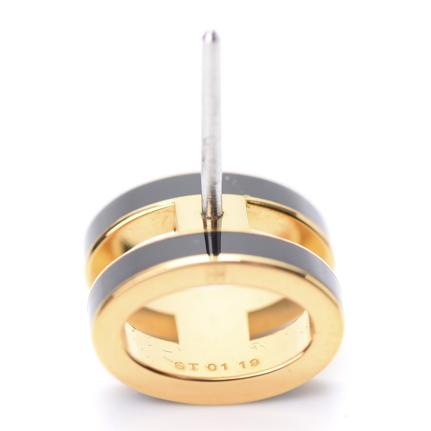 Gold Lacquered Pop H Earrings Black