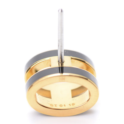 Hermes Gold Lacquered Pop H Earrings Black 5 of 7