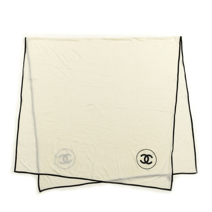Chanel Cashmere Silk CC Scarf White Black 1 of 3