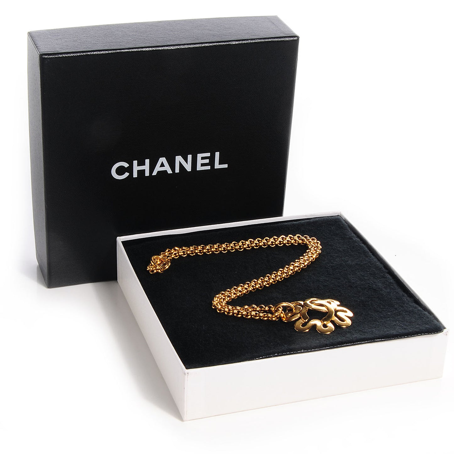 CC Chain Pendant Long Necklace Gold