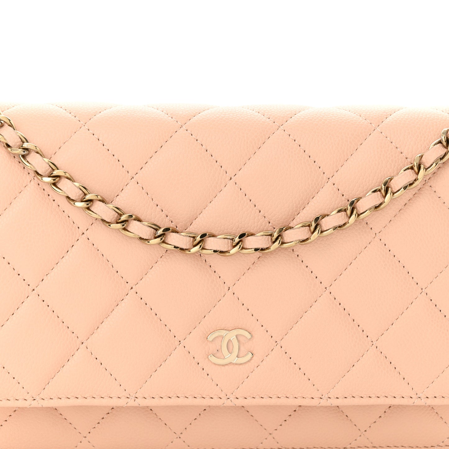 Caviar Quilted Wallet on Chain WOC Light Pink