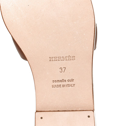 Hermes Box Calfskin Oran Sandals 37 Gold 8 of 11