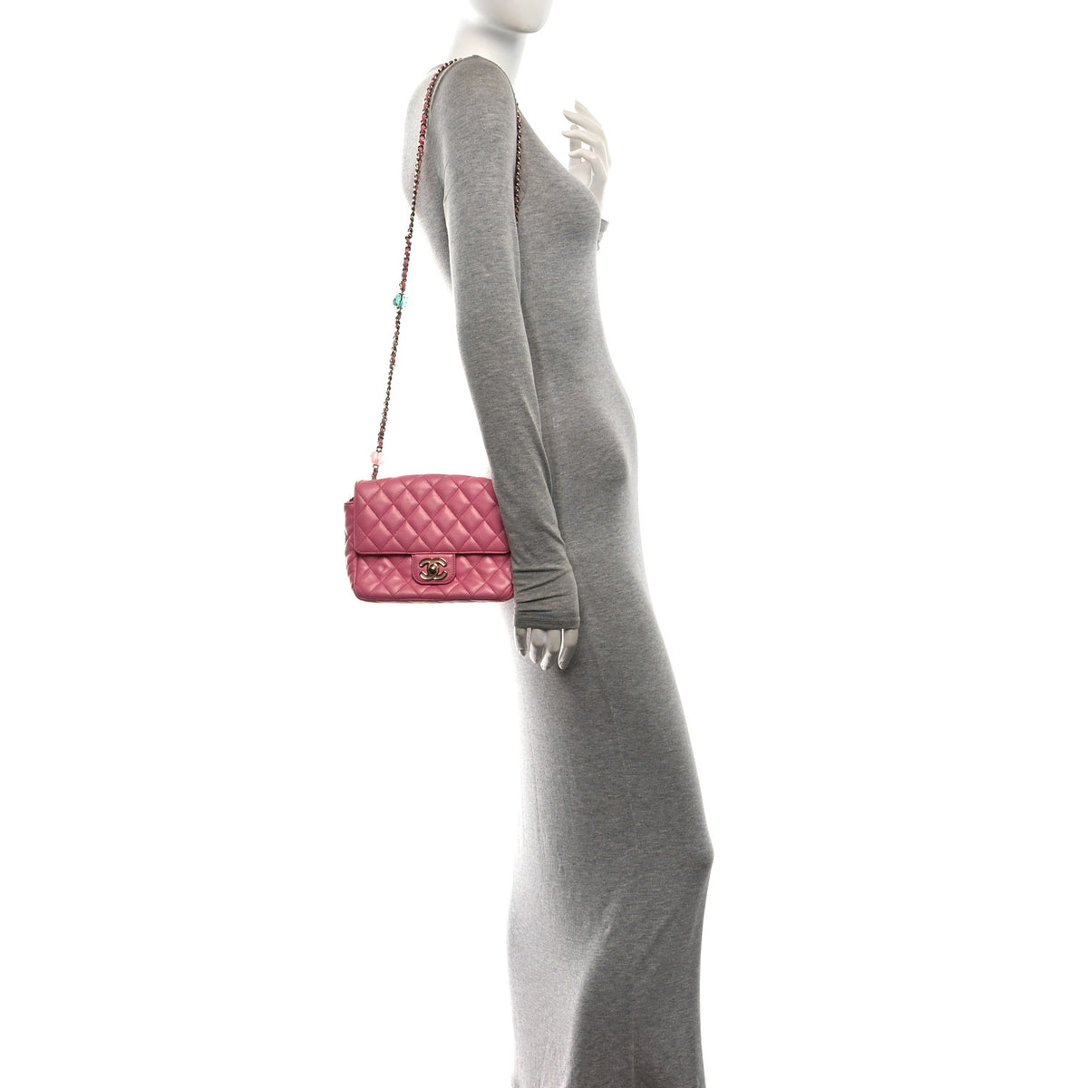 Chanel Lambskin Enamel Quilted Small Candy Hearts Flap Pink 2 of 11