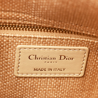 Christian Dior Raffia Woven Cannage Embroidered Medium Lady D-Lite Natural Black 6 of 9