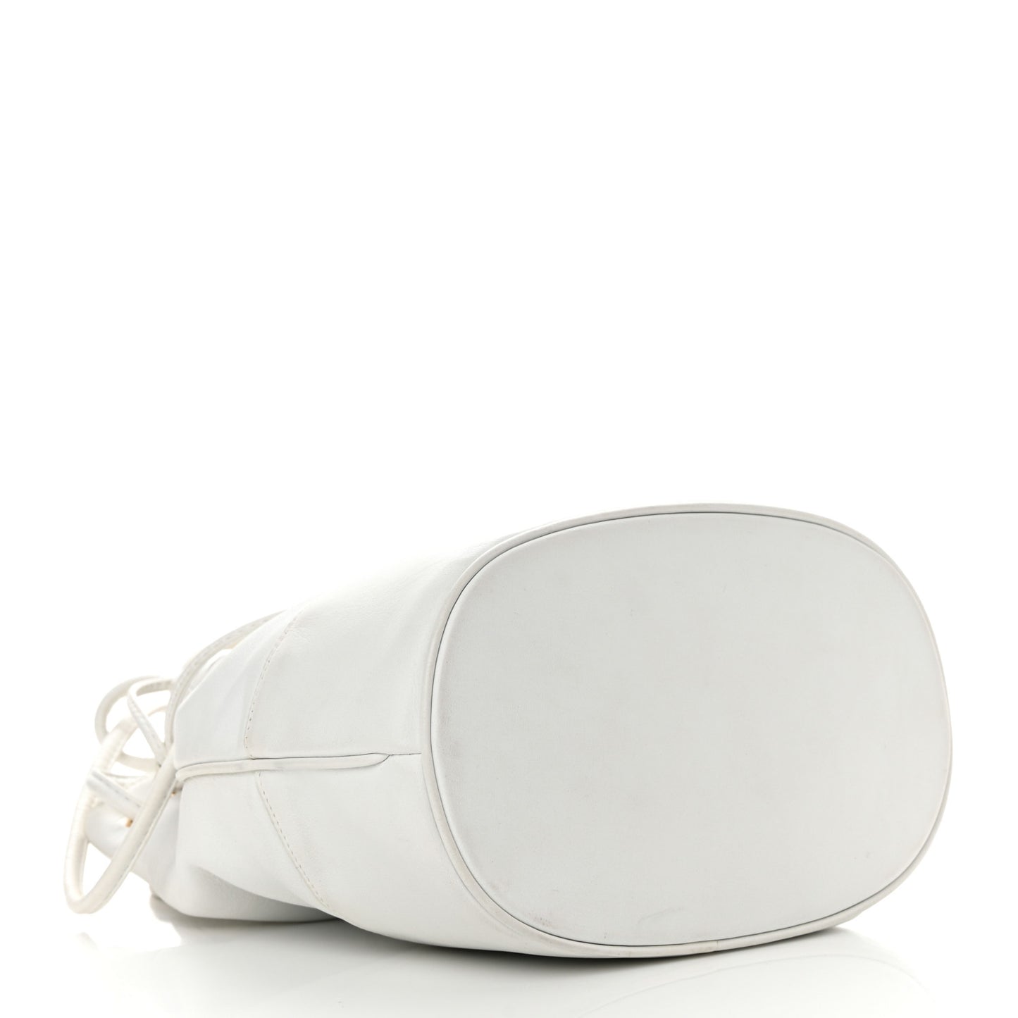 Lambskin CC Drawstring Bucket Bag White