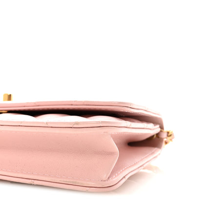 Chanel Lambskin Quilted CC Pearl Crush Wallet on Chain WOC Light Pink 11 of 12