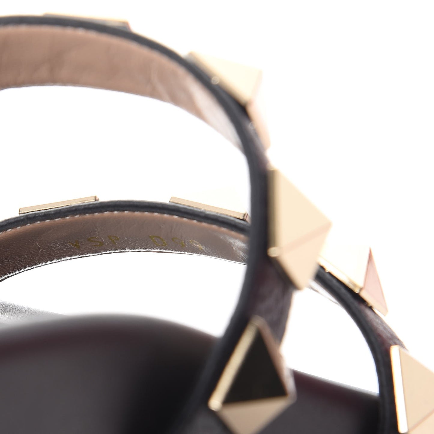 Pebbled Calfskin Macro Rockstud Lock Slide Sandals 35 Black
