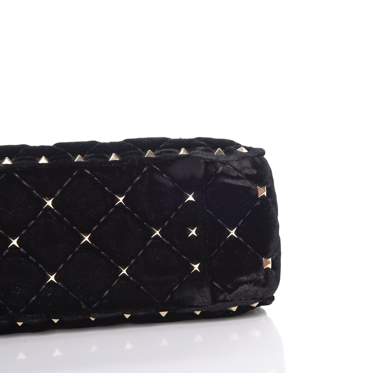 Velvet Medium Rockstud Spike Shoulder Bag Black