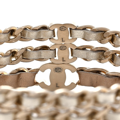 Chanel Lambskin Chain CC Bangle Bracelets Set of 3 L Gold 4 of 5