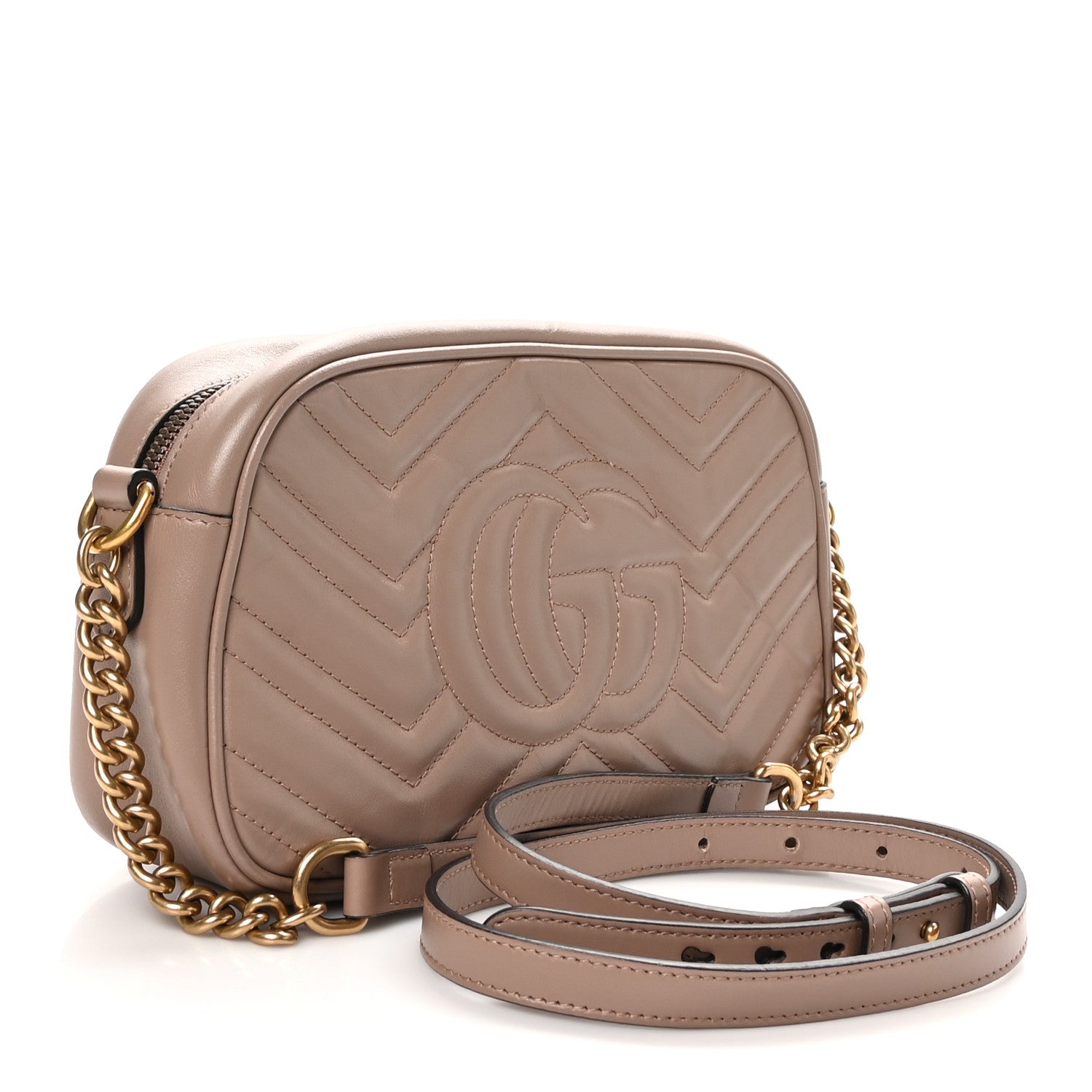 Gucci Calfskin Matelasse Small GG Marmont Chain Shoulder Bag Porcelain Rose 3 of 11