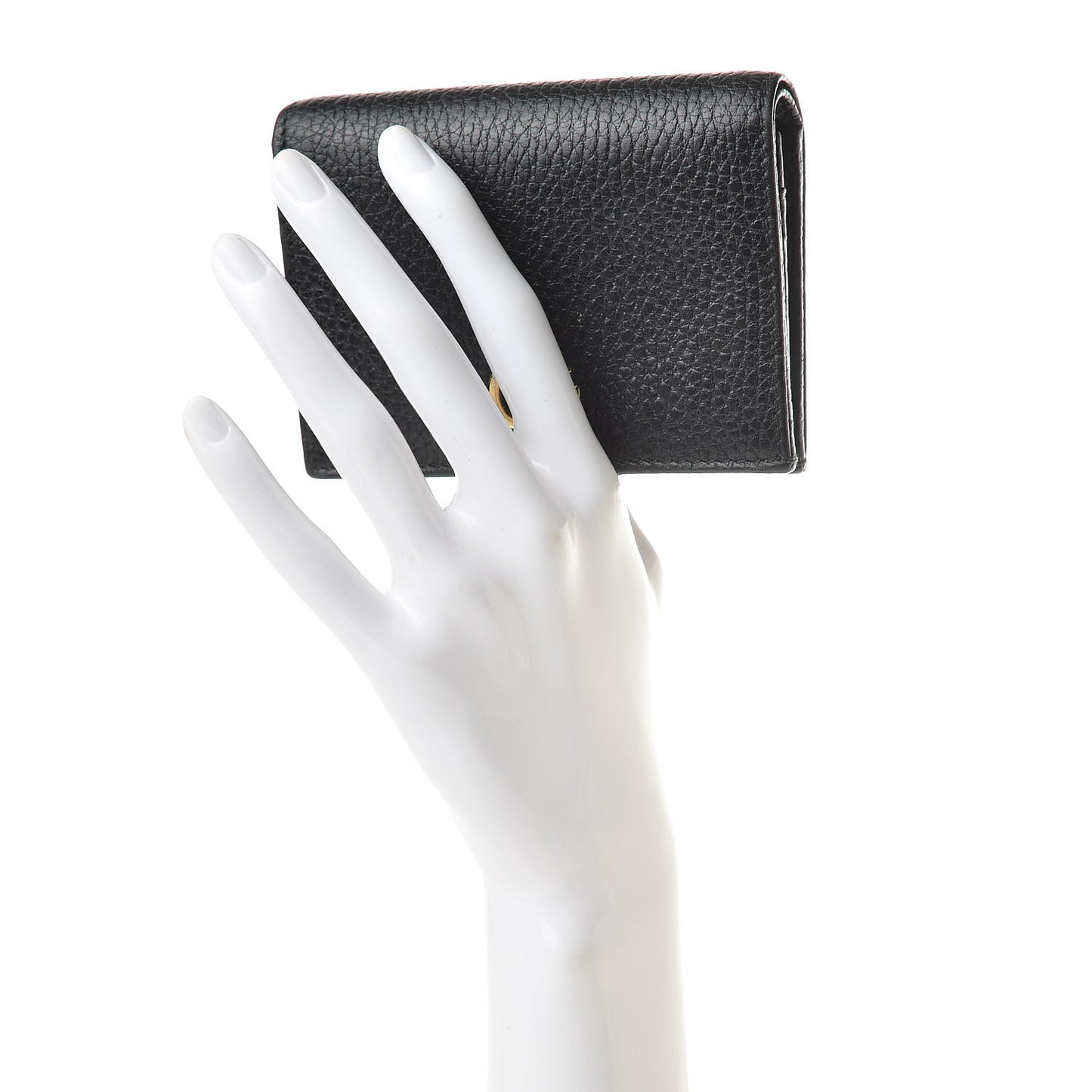 Pebbled Calfskin GG Marmont Card Case Black