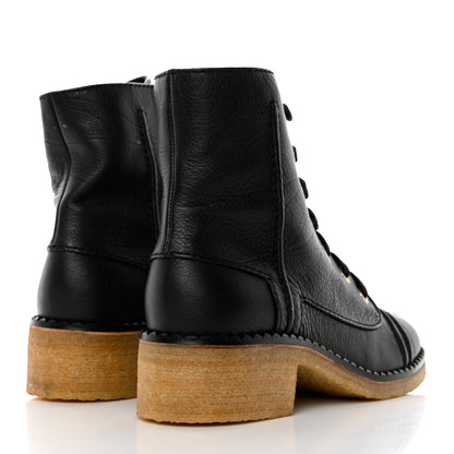 Chanel Calfskin Lace Up Combat Boots 37 Black 4 of 9