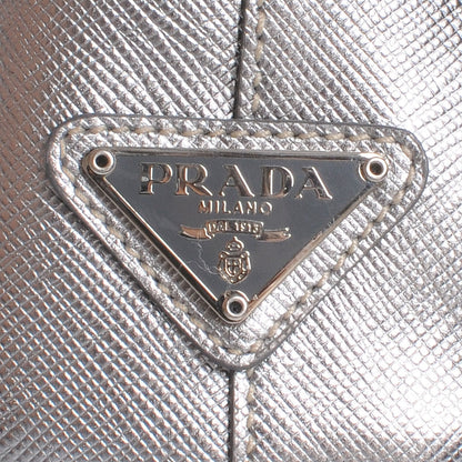 Prada Saffiano 50s Car Clutch Silver 5 of 10