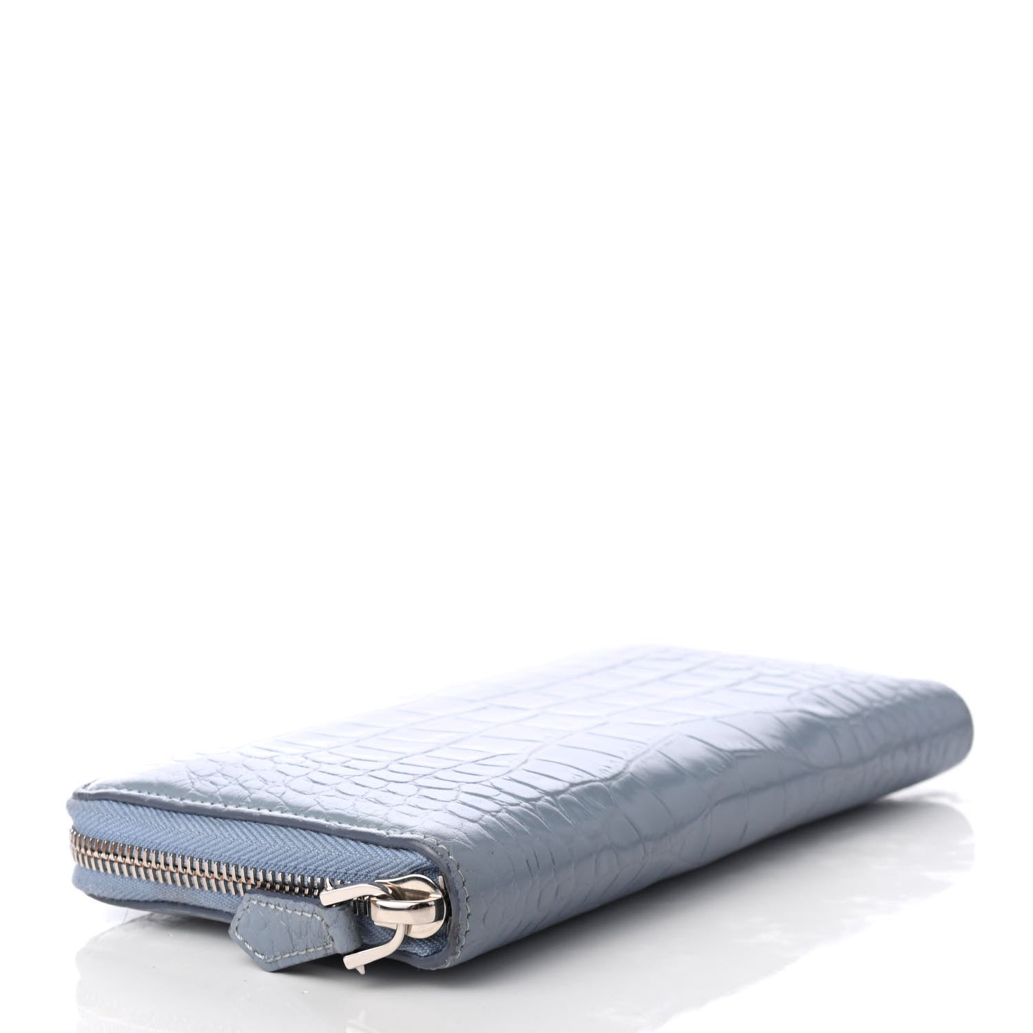 Givenchy Crocodile Embossed Calfskin Zip Around Wallet Light Blue 4 of 8