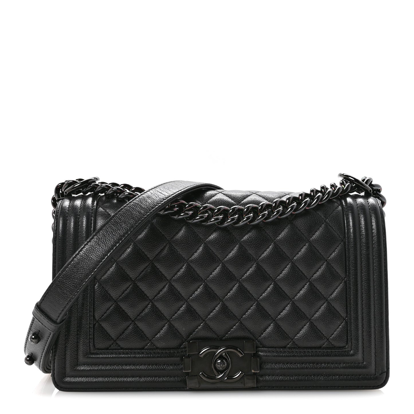 Caviar Quilted Medium Boy Flap So Black
