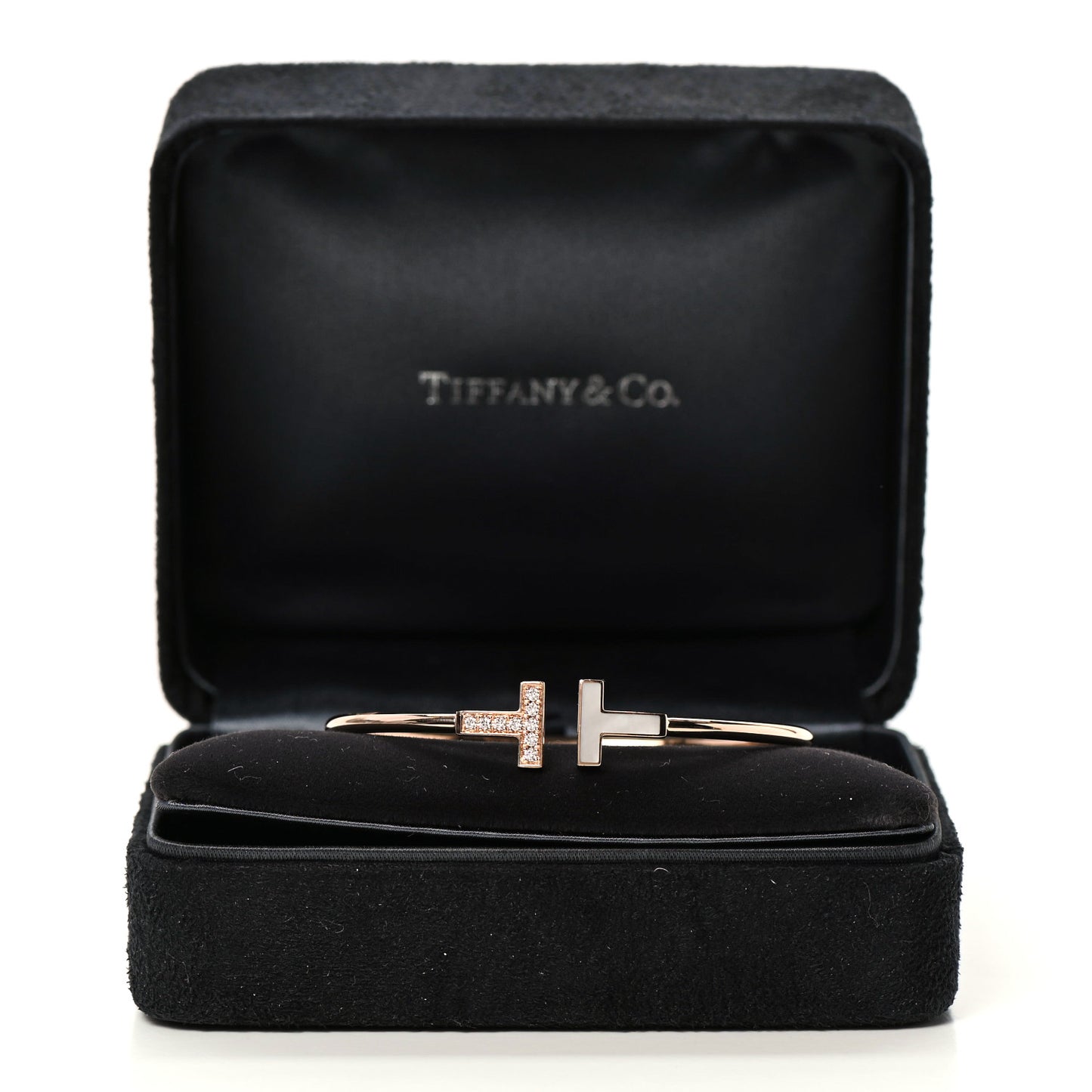 18K Rose Gold Diamond Mother of Pearl T Wire Bracelet