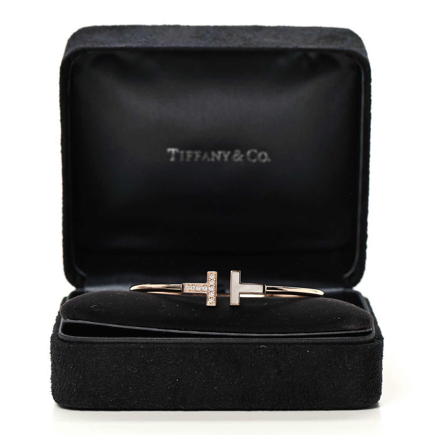 Tiffany 18K Rose Gold Diamond Mother of Pearl T Wire Bracelet 6 of 6