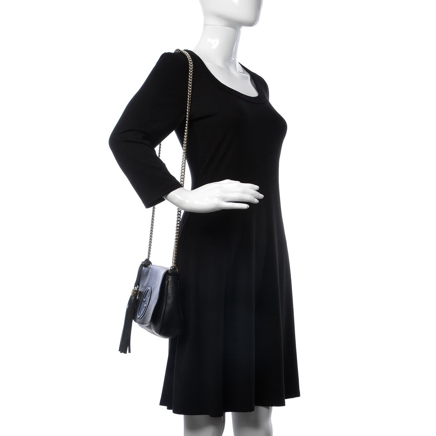 Pebbled Calfskin Medium Soho Flap Crossbody Black