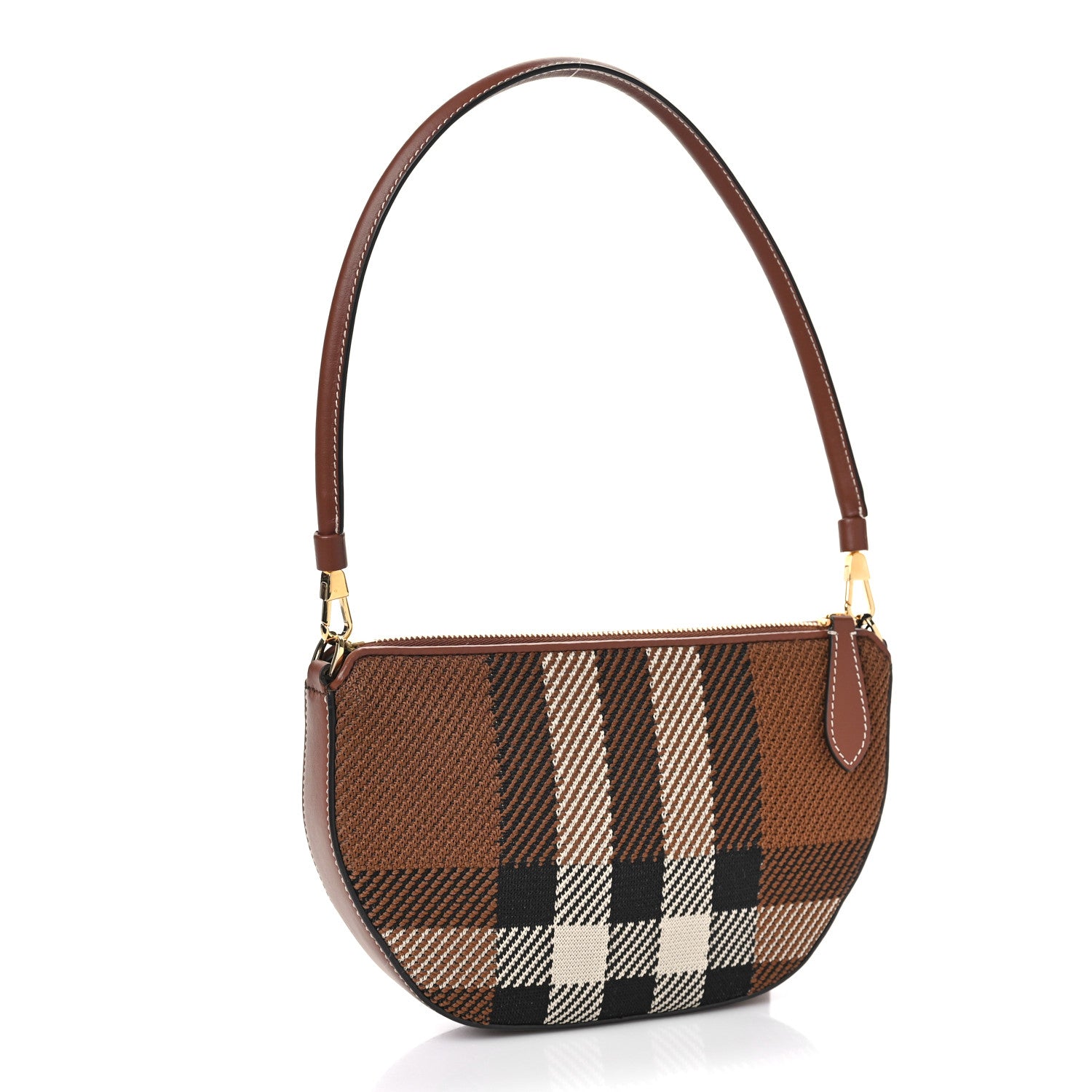 Burberry Canvas Calfskin Check Knitted Small Olympia Birch Brown 3 of 8