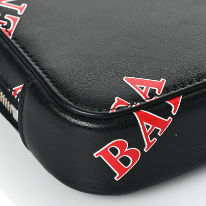 Balenciaga Calfskin Logo Print Cash Phone Holder Bag Black Red 8 of 9