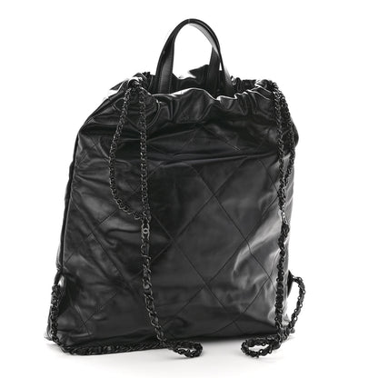 Chanel Shiny Calfskin Quilted Chanel 22 Backpack So Black 3 of 10