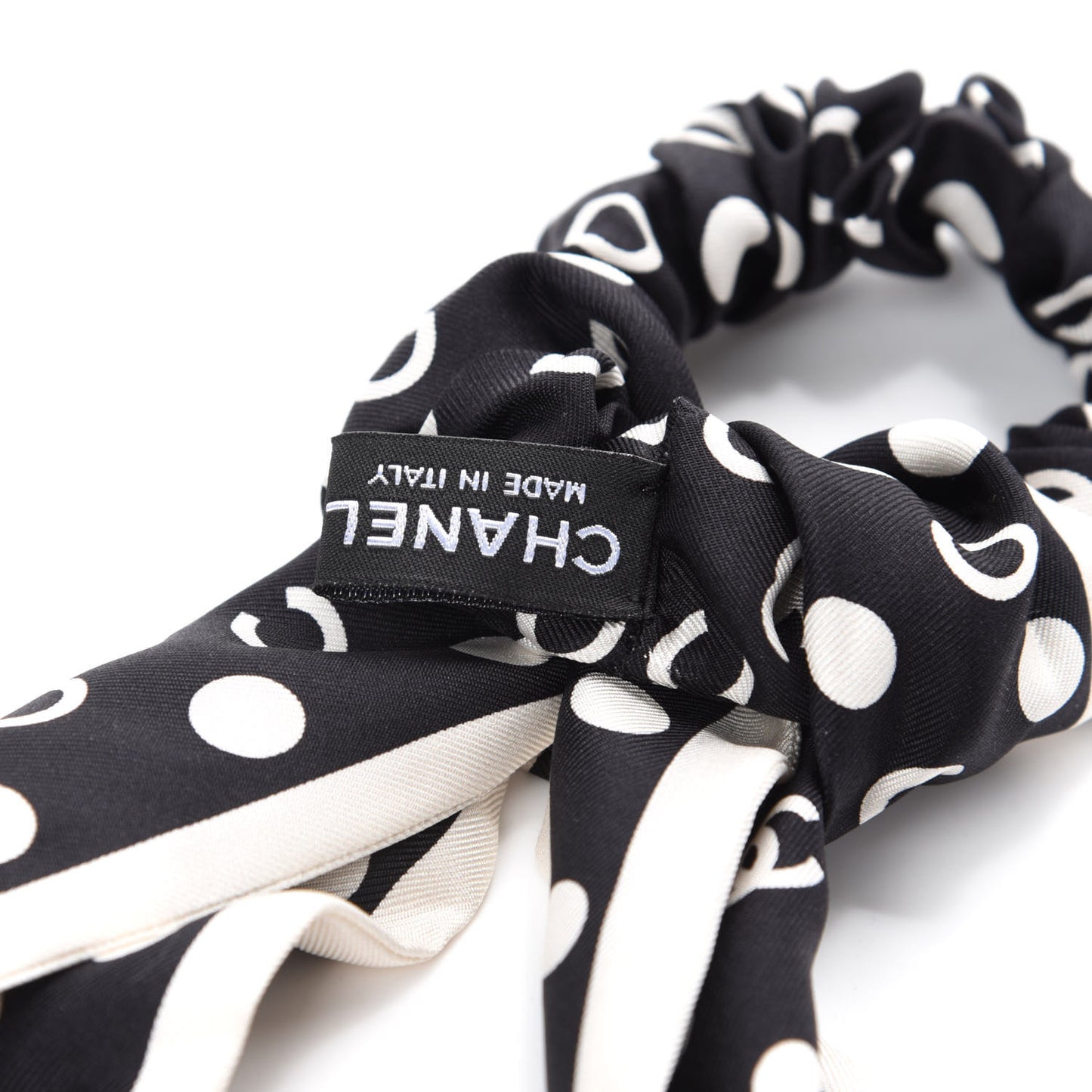 Silk CC Twilly Hair Tie Black White