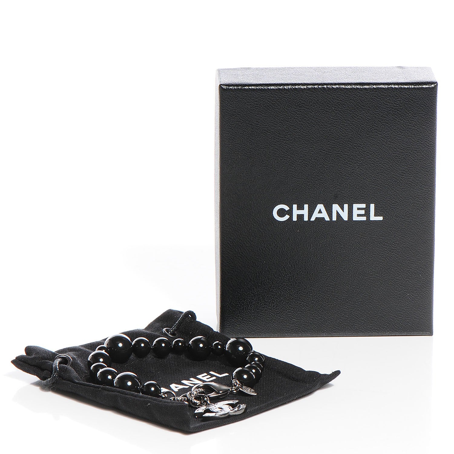 Chanel Glass Bead CC Map Bracelet Ruthenium Black 6 of 6