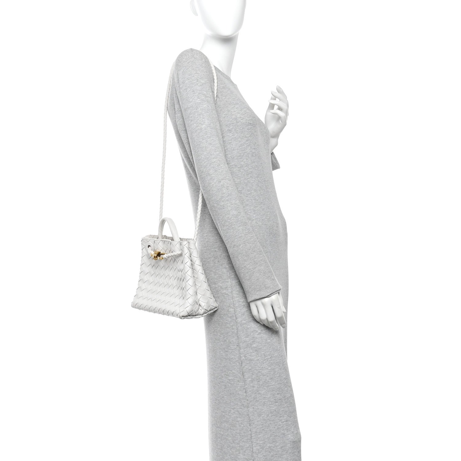 Bottega Veneta Nappa Intrecciato Small Andiamo Shoulder Bag White 2 of 9