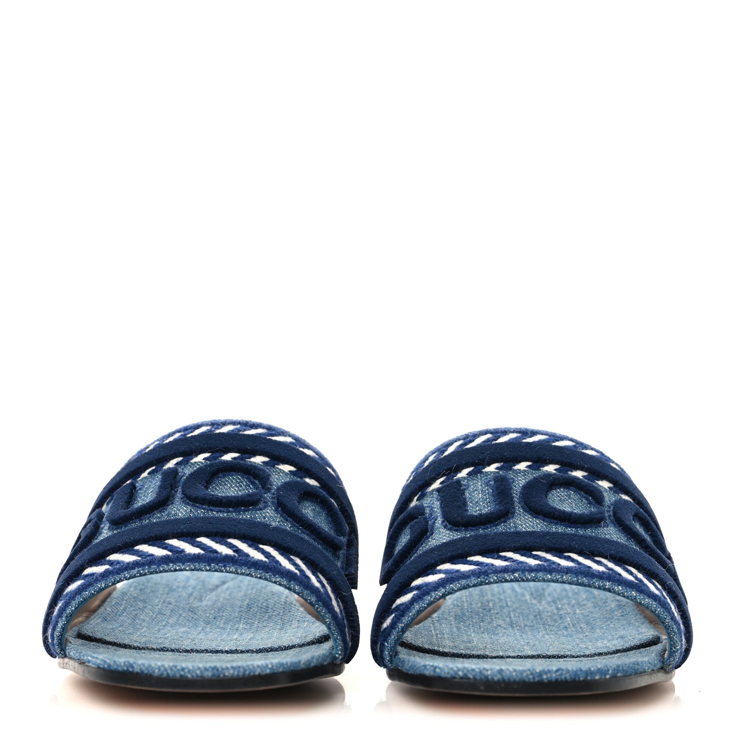 New Denim Logo Embroidered Slide Sandal 37.5 Light Blue