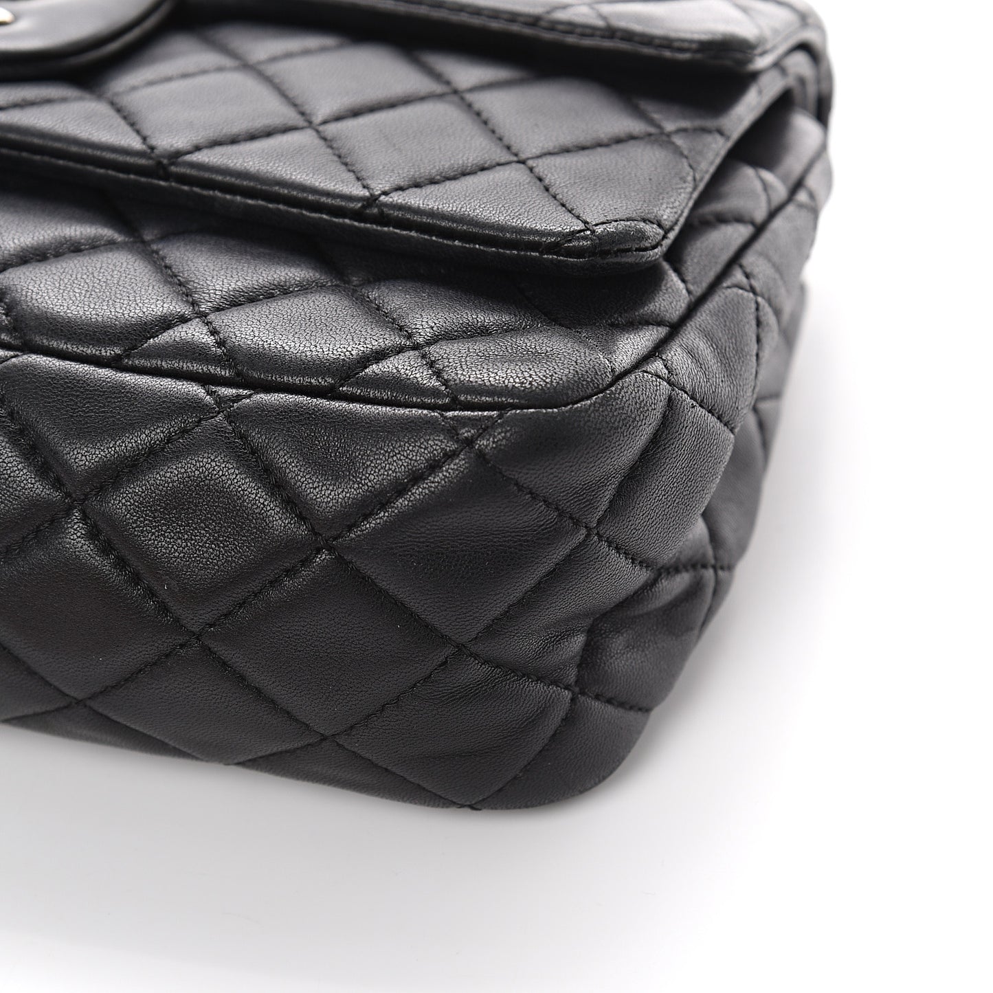 Lambskin Quilted Medium Double Flap Black